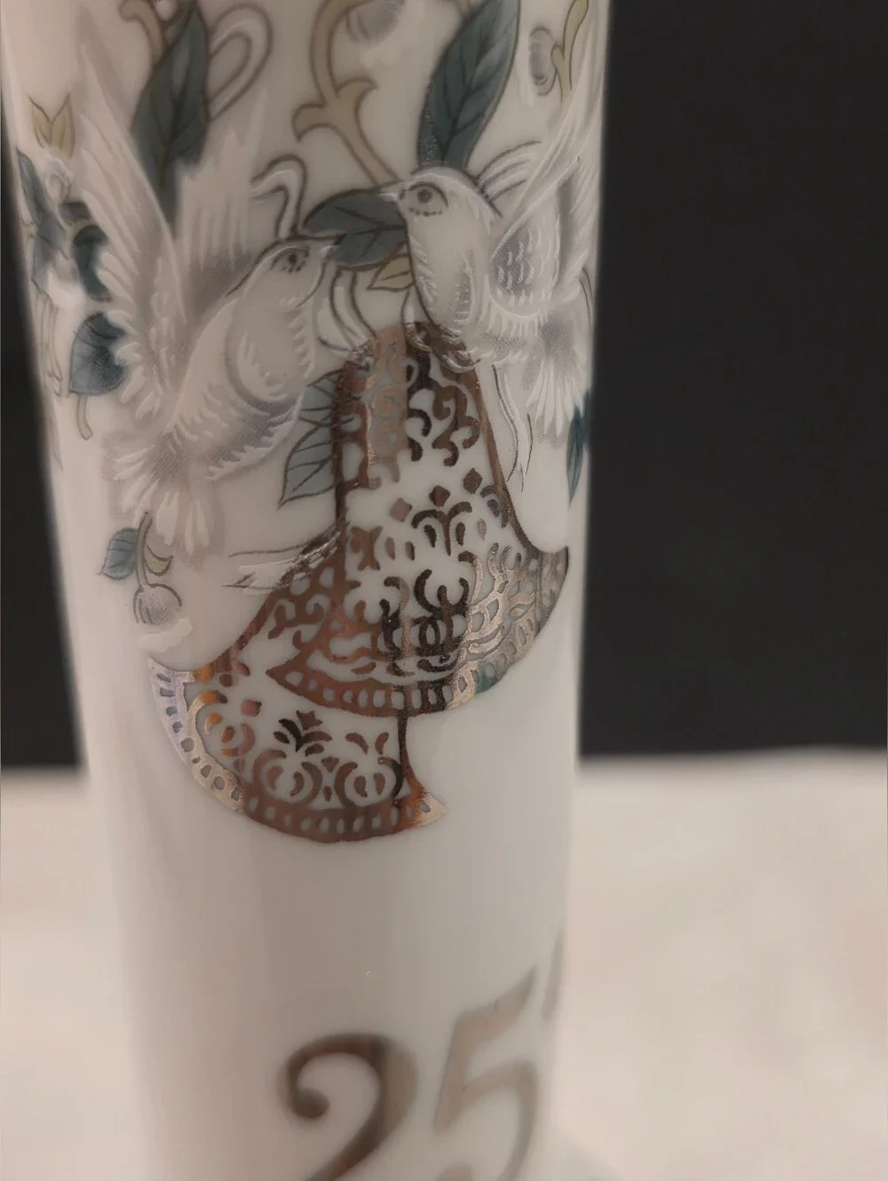 Lefton 25th Anniversary Porcelain Hand Painted Bud Vase Model 1096